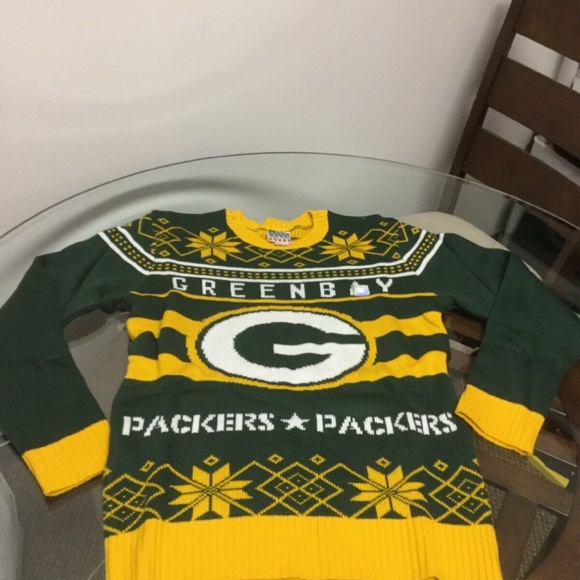 Green Bay Packers Junk Food Ugly Christmas Sweater - Picture 1 of 3
